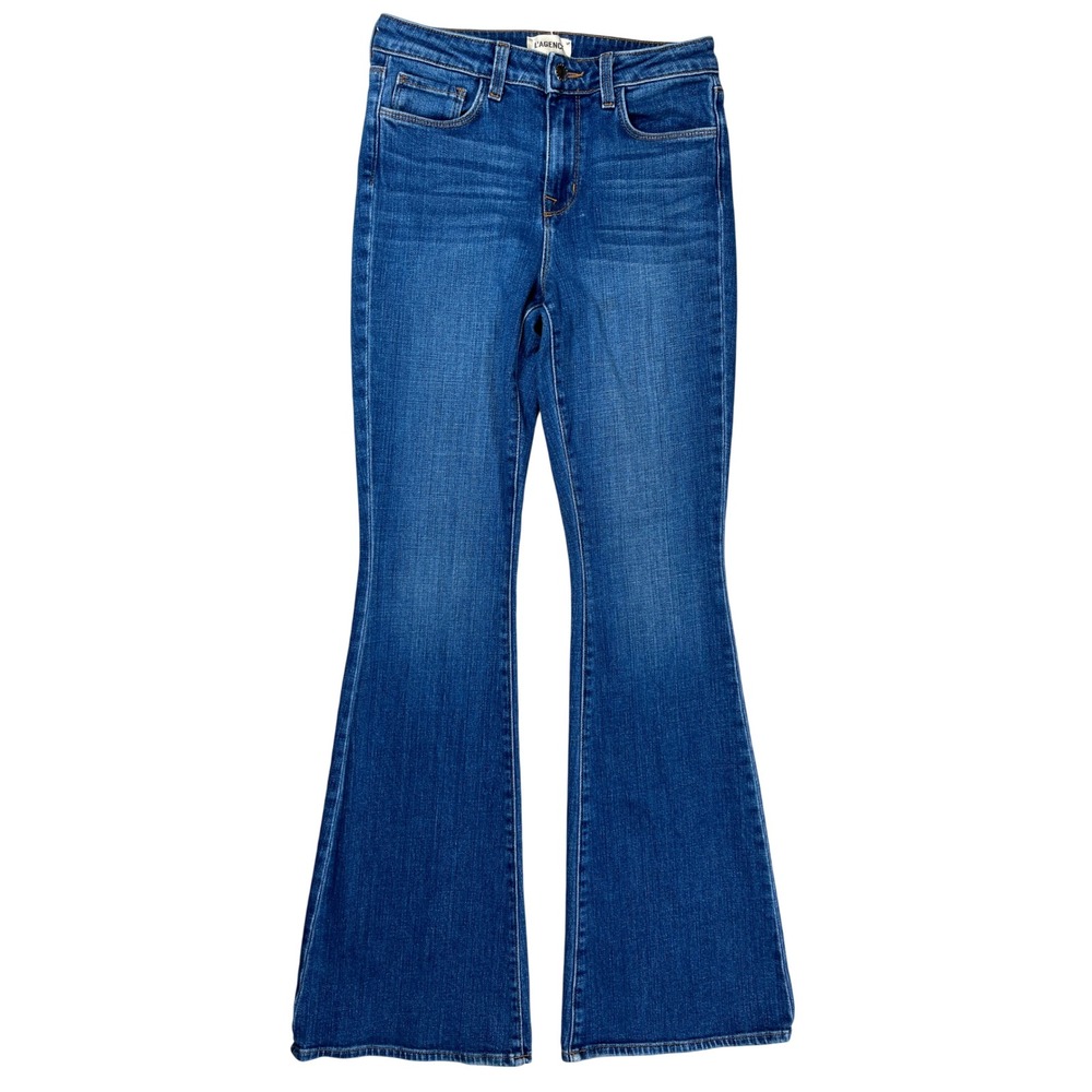 L'AGENCE Flare Jeans Women 26 Blue High Rise Bell Bottom Stretch Denim Boho Lux